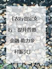 农行贵定支行：提升普惠金融 助力乡村振兴